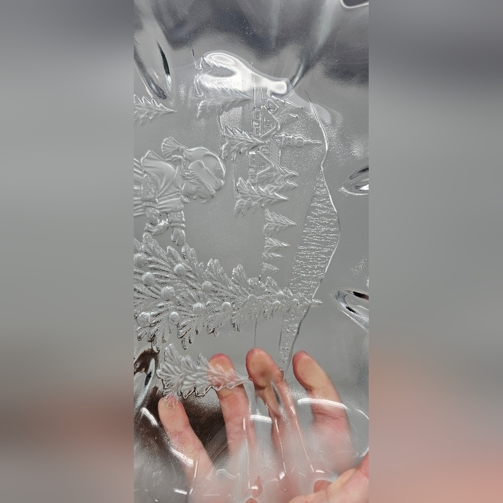 Mikasa Glass Frosted Plate Candy Cookie Dish Serving Platter Christmas Scene 13" - Picture 3 of 11